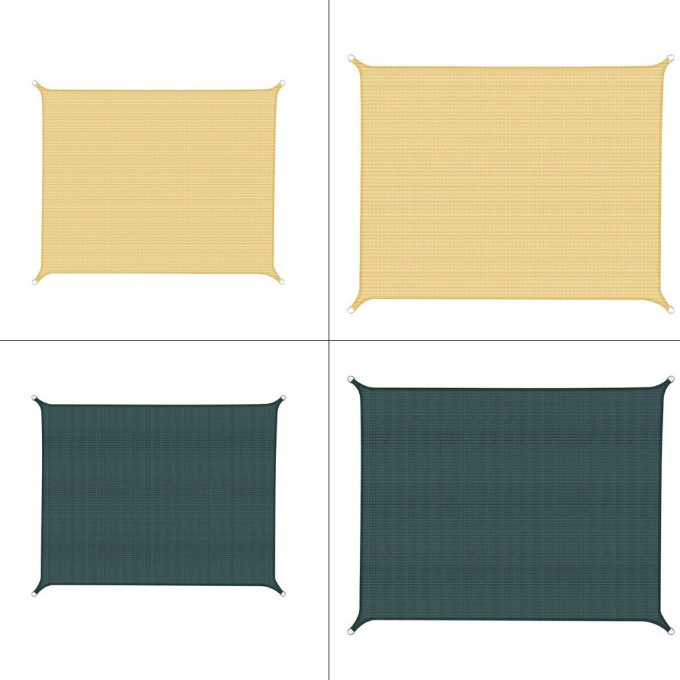 (Beige, 3.05*3.96m) Rectangular Sun Shade Sail Waterproof UV-proof Shade Net Garden Swimming Pool