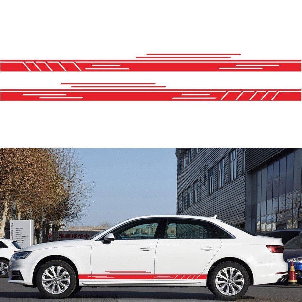 (Red) Car Sticker Side Door Stripes Racing Decal Auto Body Decor 1Pair