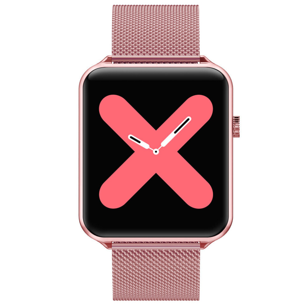 (, Metal) 1.3' Full Touch Screen Smart Watch Blood Oxygen Heart Rate Monitor A10 Pink 3654657764678