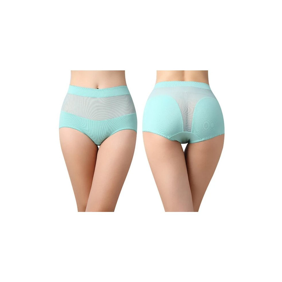 (Green, XL) Translucent Mesh High Waist Breathable Panties