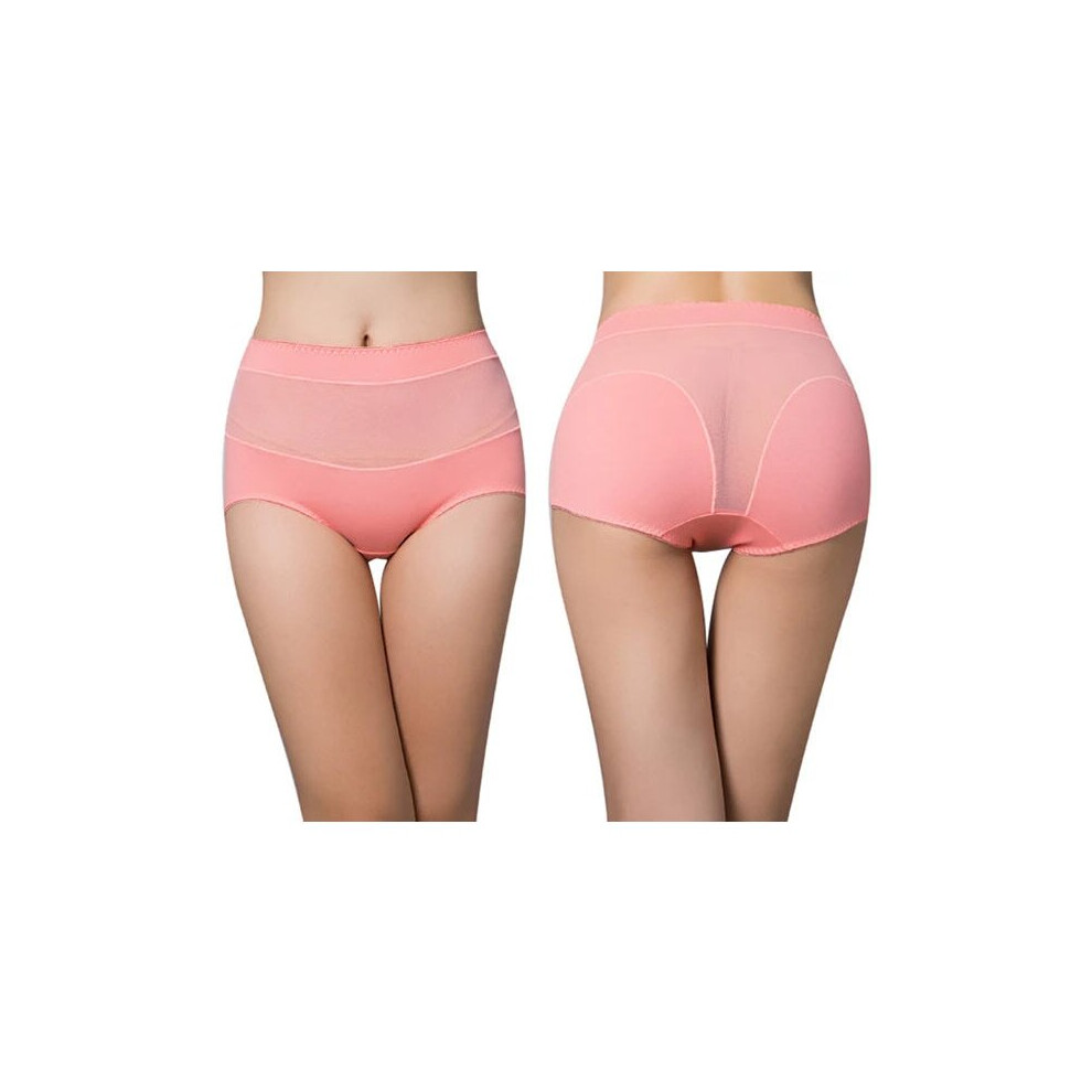 (Orange, XL) Translucent Mesh High Waist Breathable Panties