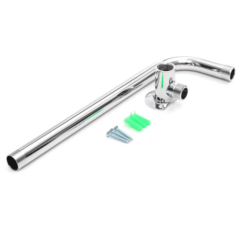 31Cm Bathroom Chrome Wall Mounted Shower Extension Arm Pipe Bottom Entry For Rain Head 6112211917498
