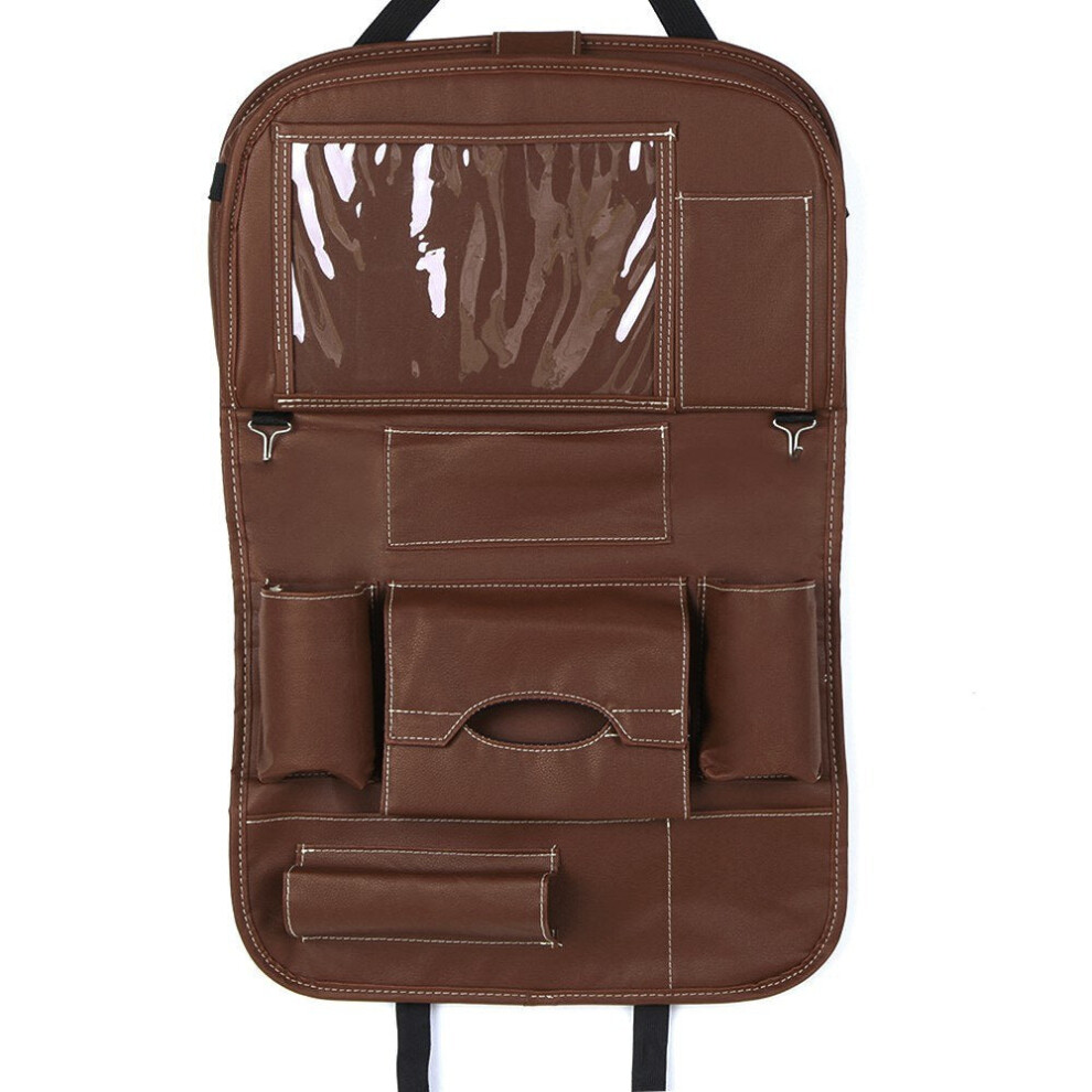 (Coffee) Car Backseat Organizer Pu Leather Auto Back Seat Cushion 3654657584726
