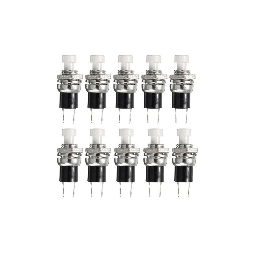 (White) 10pcs Momentary Button Switches ON/OFF Push Button Mini Switches 250V 0.5A