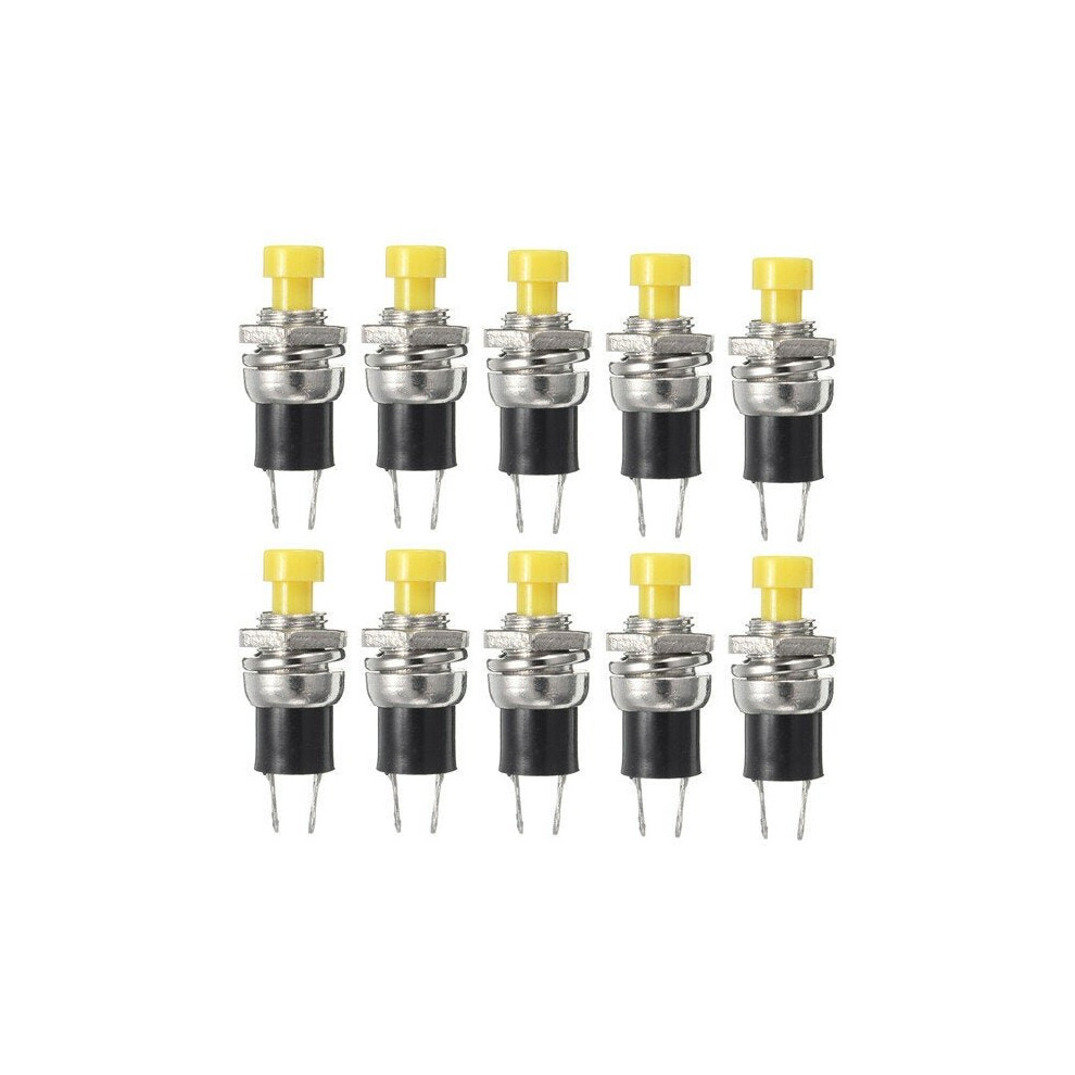 (Yellow) 10pcs Momentary Button Switches ON/OFF Push Button Mini Switches 250V 0.5A