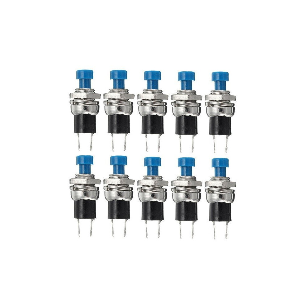 (Blue) 10pcs Momentary Button Switches ON/OFF Push Button Mini Switches 250V 0.5A