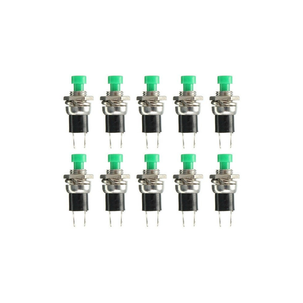 (Green) 10pcs Momentary Button Switches ON/OFF Push Button Mini Switches 250V 0.5A