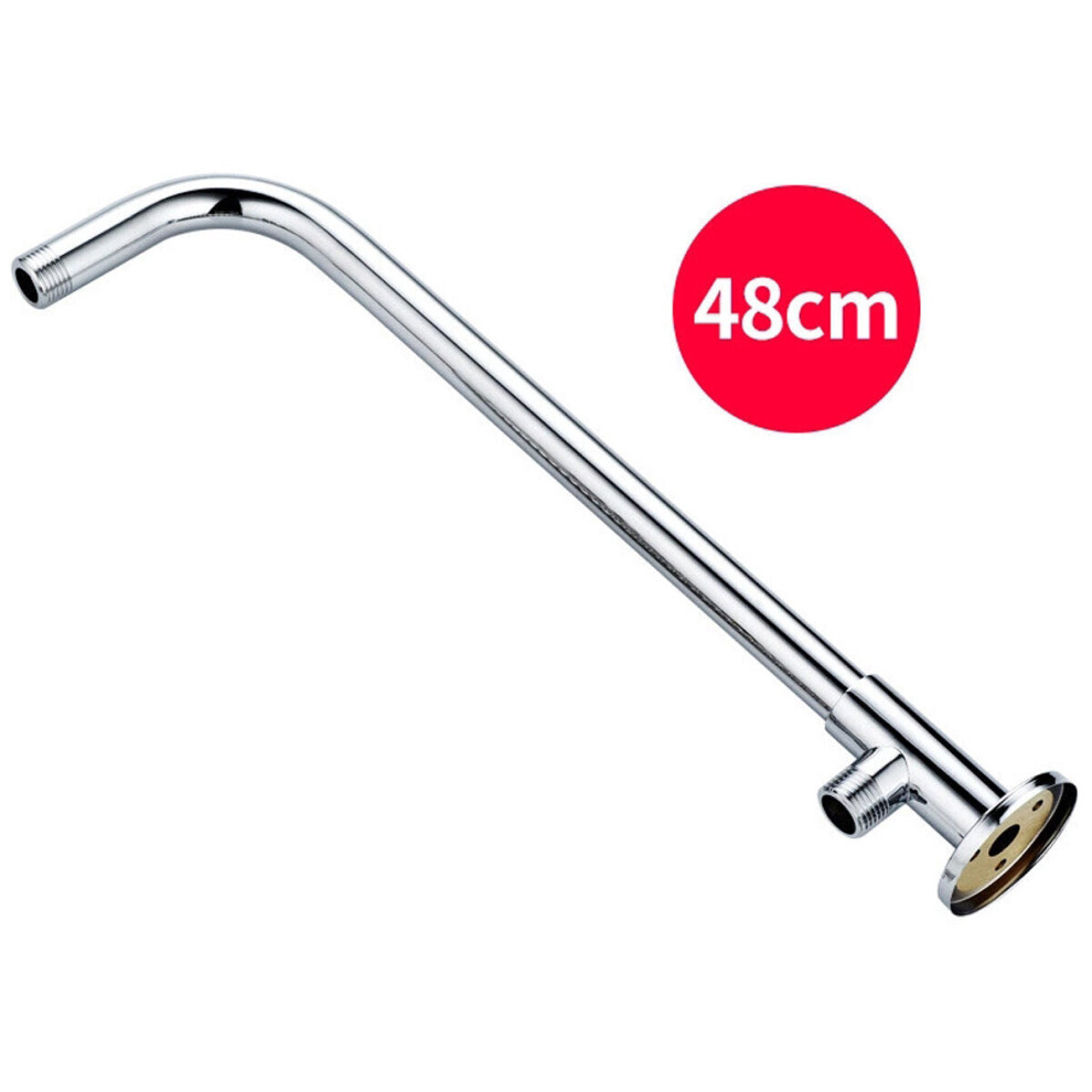 (48cm) 37cm/48cm Rain Shower Head Wall Arm Stainless Steel Extension Water Pipe with Base Mount