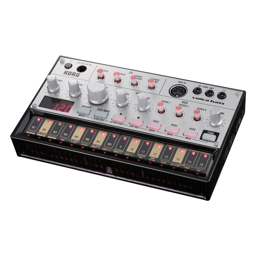 Analog Bass Machine 16 Keys Step Sequencer Touch Slide Active Self-tuning with MIDI In Sync Jack