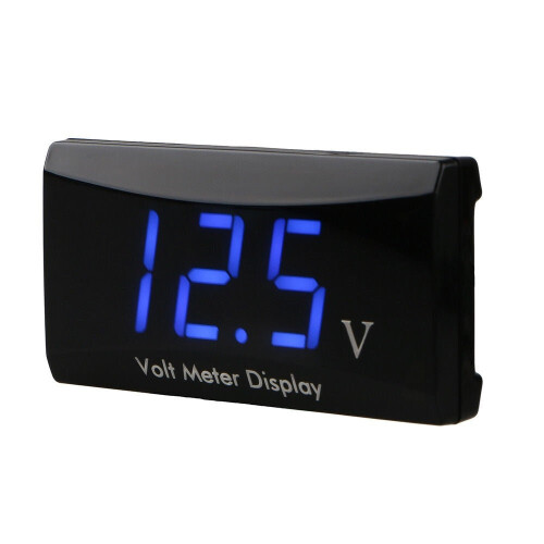 (Blue) Digital LED Display Panel Meter Voltmeter Car Motorcycle Voltage Gauge for Vehicle 12V 1