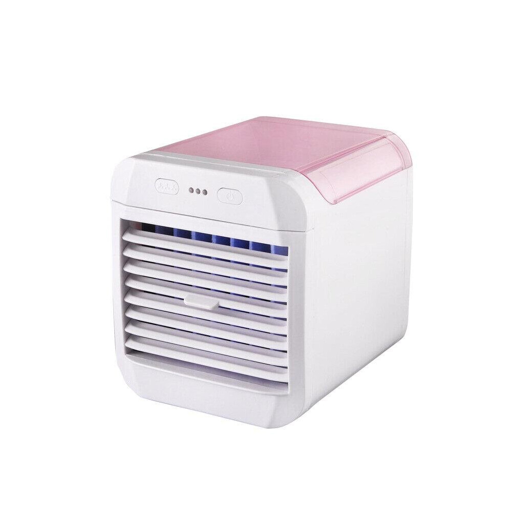 (Pink) Mini Chiller Three-position Adjustment Desktop Cooling Air Conditioning Fan Indoor Desktop Portable Silent Fan