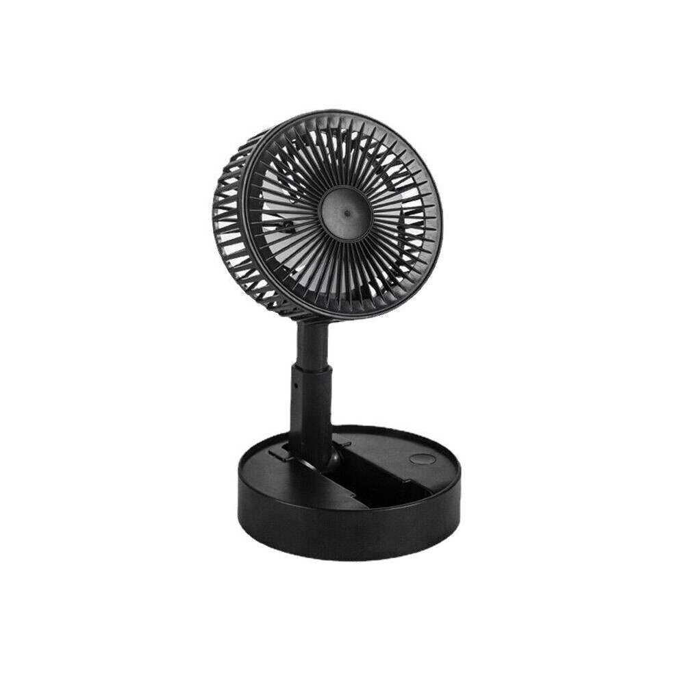 (Black) USB Rechargeable Handheld Fan 180 Flip Portable Desktop Office Fan Folding Retractable Fan Outdoor Mini Fan