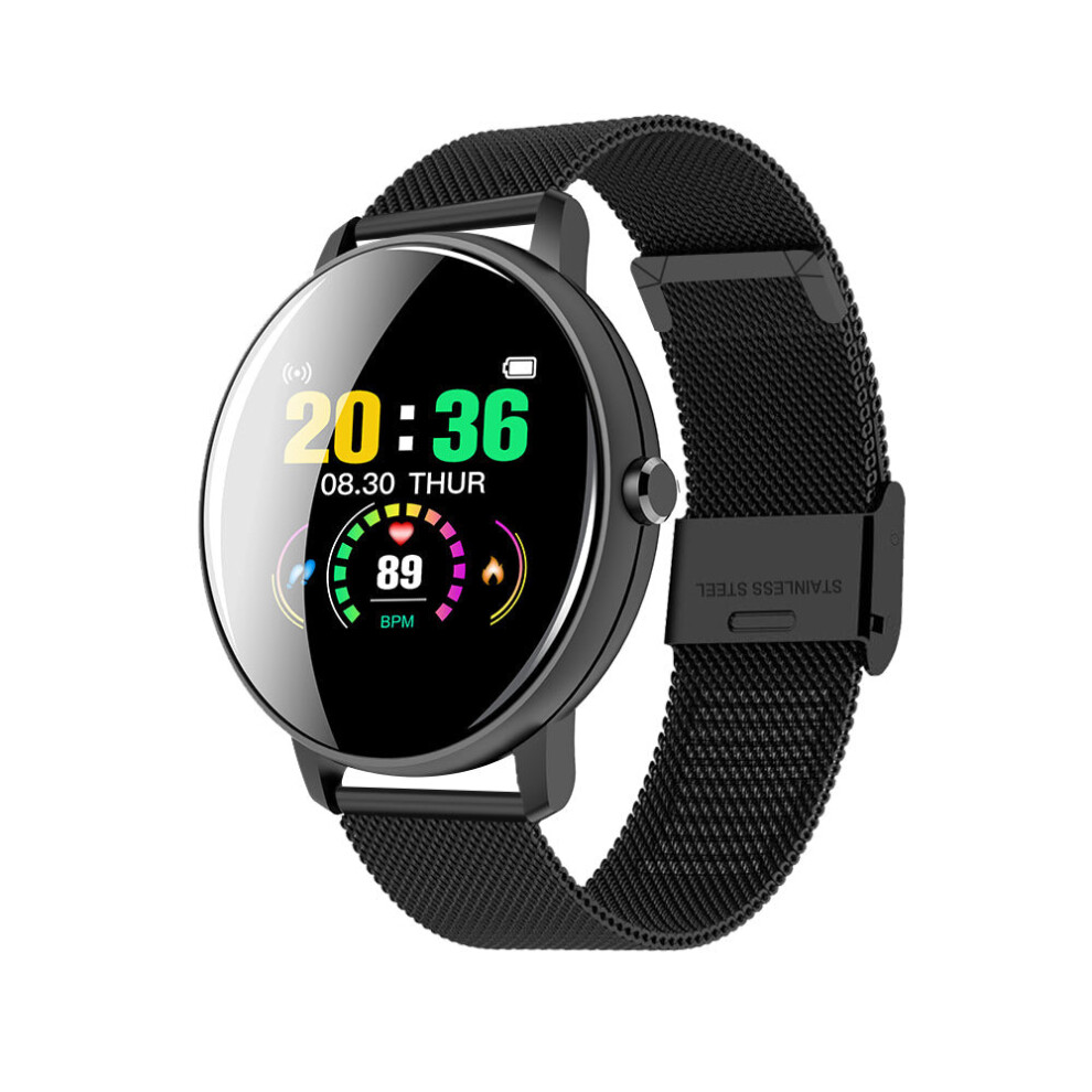 (, Metal) 1.3' Full Touch Screen Heart Rate Blood Pressure Sports Wristband Black 3654657764593