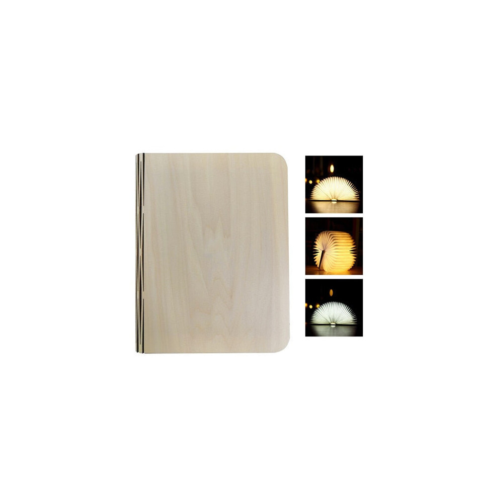 (Wood Cover-Yellow, 21.5x17x2.5cm) Fordable Night LED Book-light USB Rechargeable Magnetic 3 color