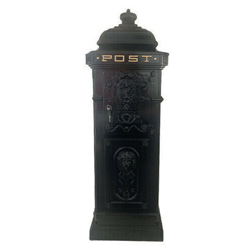 (Black) Freestanding Lion Post Box Victorian Style