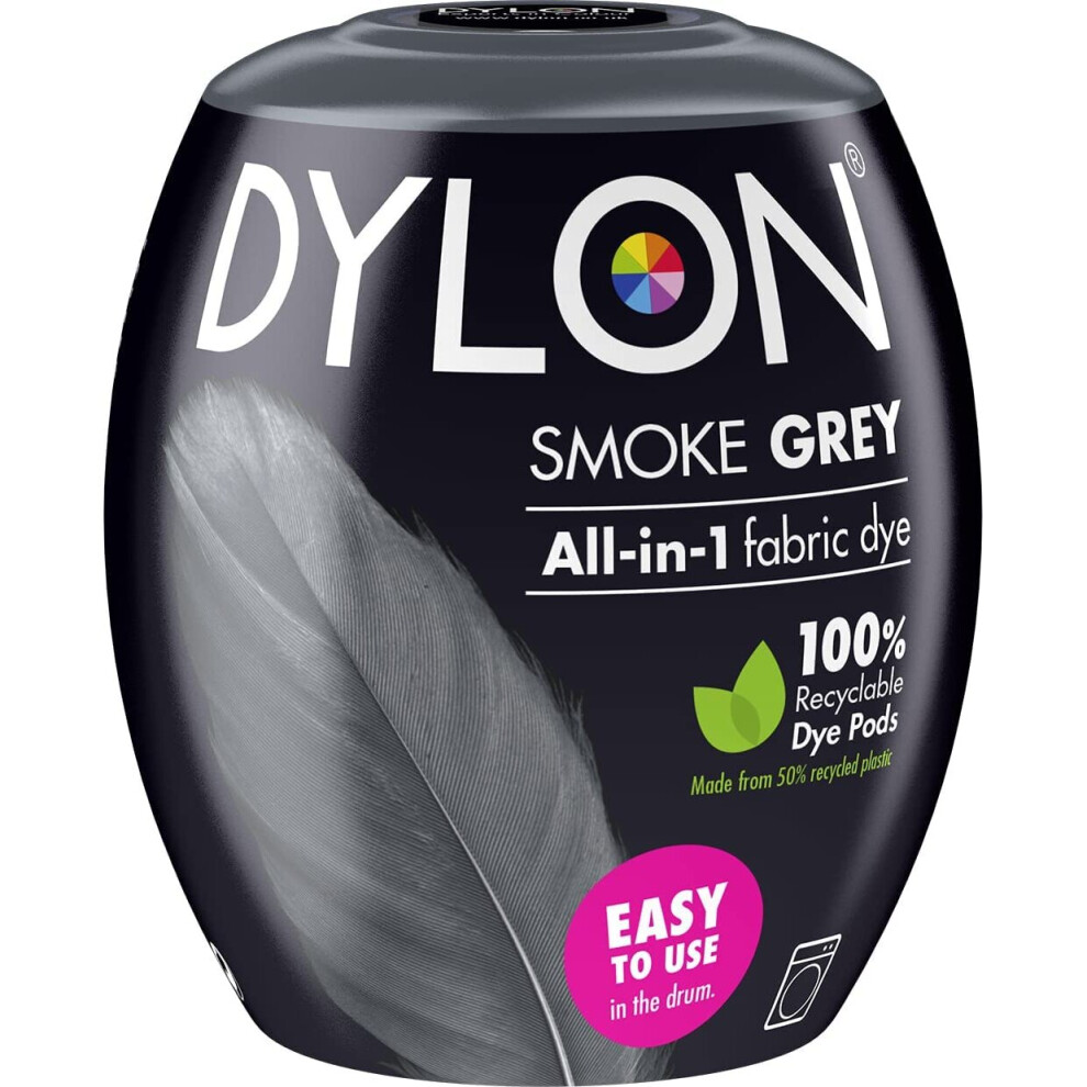 Dylon Washing Machine Fabric Dye Pod for Clothes & Soft Furnishings 350g Smoke Grey