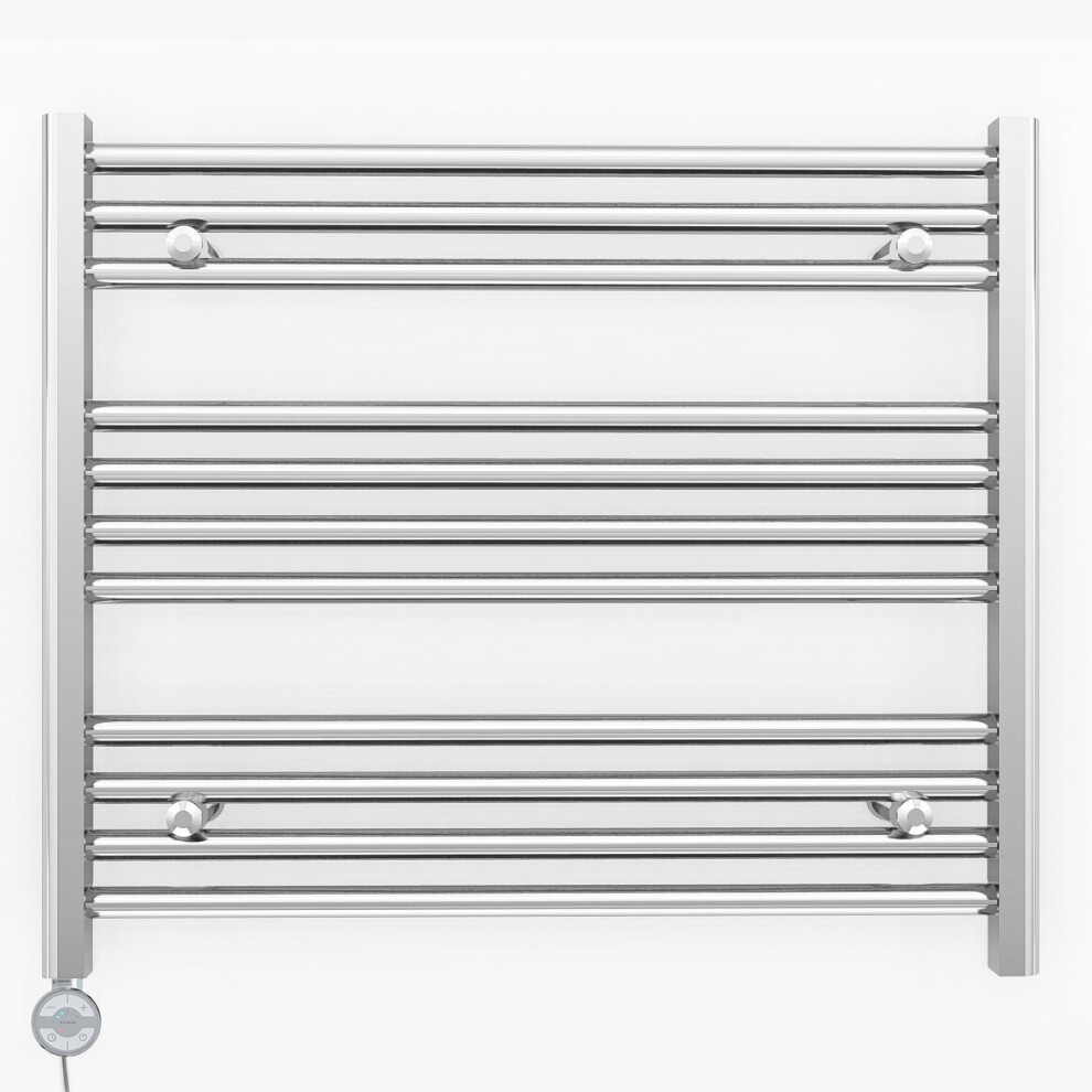 (700 x 600 mm (BTU: 822), MOA Thermostatic Element) 700mm Wide Chrome Curved Electric Towel Rail Radiator