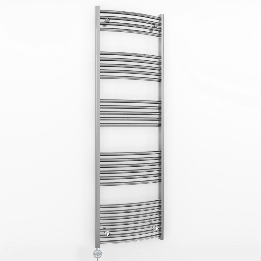(400 X 1600 Mm (Btu: 1526), Moa Thermostatic Element) 400Mm Wide Chrome Curved Electric Towel Rail Radiator 5056616522332