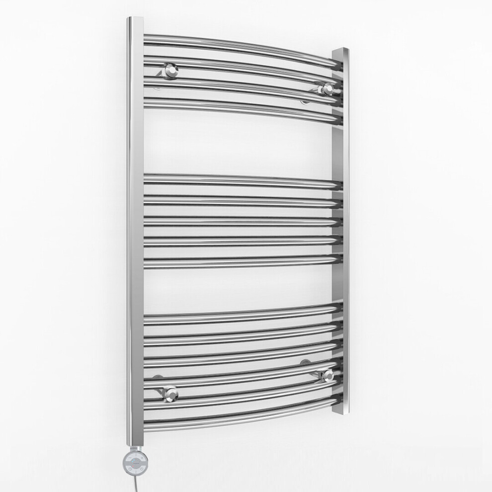 (400 X 800 Mm (Btu: 797), Moa Thermostatic Element) 400Mm Wide Chrome Curved Electric Towel Rail Radiator 5056616522295