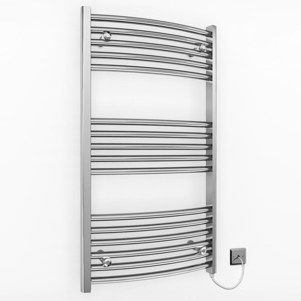 (400 X 900 Mm (Btu: 877), Manual Electric Element) 400Mm Wide Chrome Curved Electric Towel Rail Radiator 5056616522202