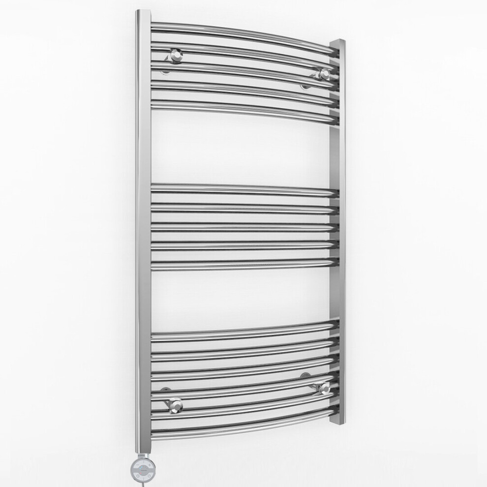 (400 X 900 Mm (Btu: 877), Moa Thermostatic Element) 400Mm Wide Chrome Curved Electric Towel Rail Radiator 5056616522301