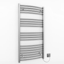 (500 x 1000 mm (BTU: 1335), Manual Electric Element) 500mm Wide Chrome Curved Electric Towel Rail Radiator