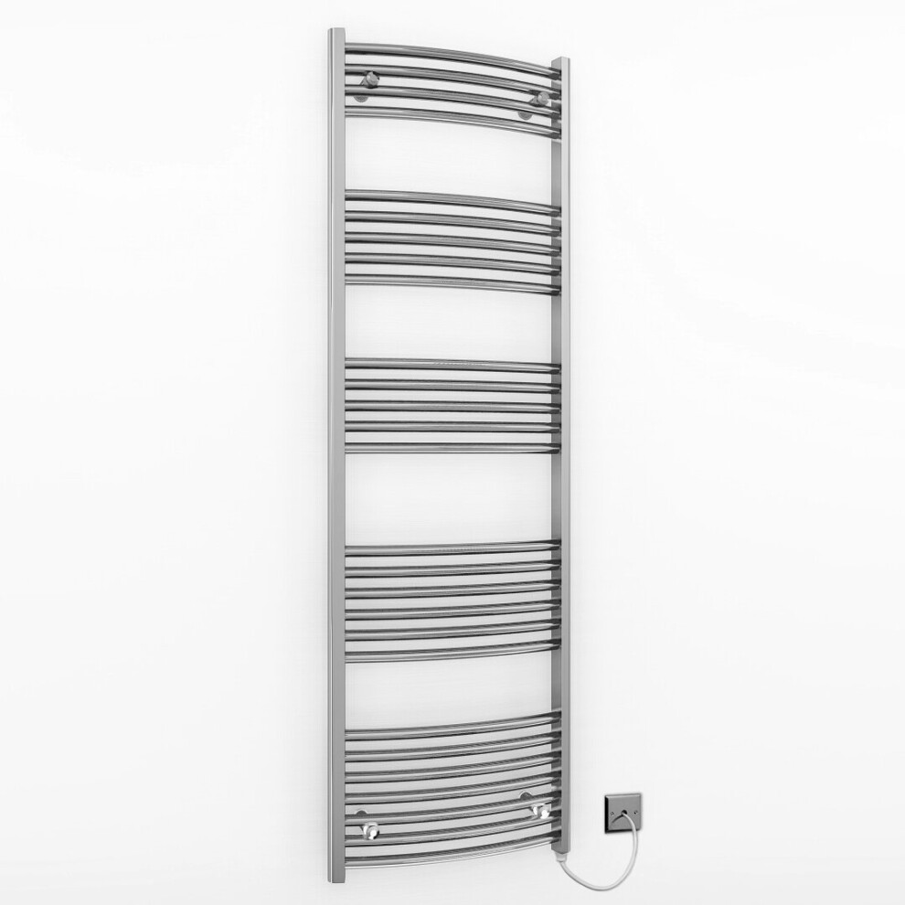 (500 X 1600 Mm (Btu: 1714), Manual Electric Element) 500Mm Wide Chrome Curved Electric Towel Rail Radiator 5056616522431
