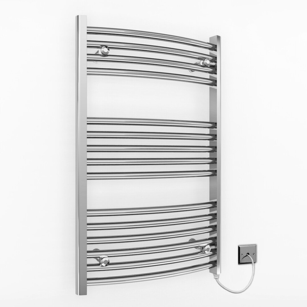 (500 X 800 Mm (Btu: 902), Manual Electric Element) 500Mm Wide Chrome Curved Electric Towel Rail Radiator 5056616522394