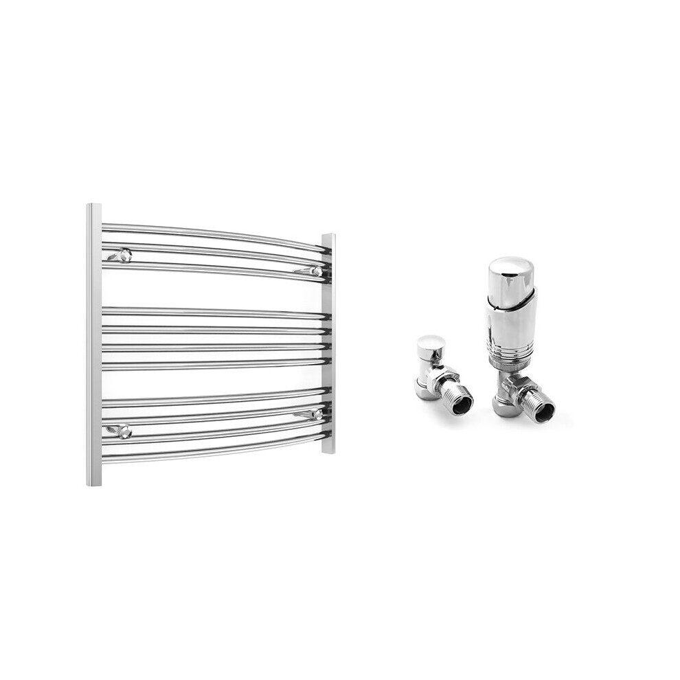 (700 X 600 Mm (Btu: 822), With Trv Angled Valves) 700Mm Wide Chrome Curved Towel Rail Radiator With Valves 5056616521960