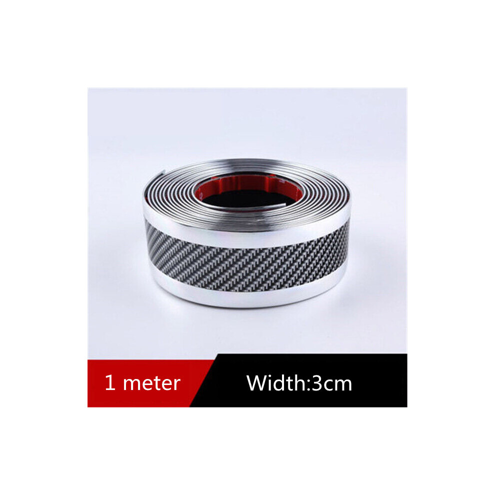 (White) Car Stickers Anti Scratch Door Sill Protector Rubber Strip Carbon Fiber White 9101797712884