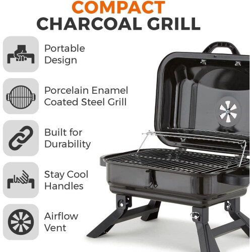 Tower Tower T978539 Compact Portable BBQ Grill Black 1