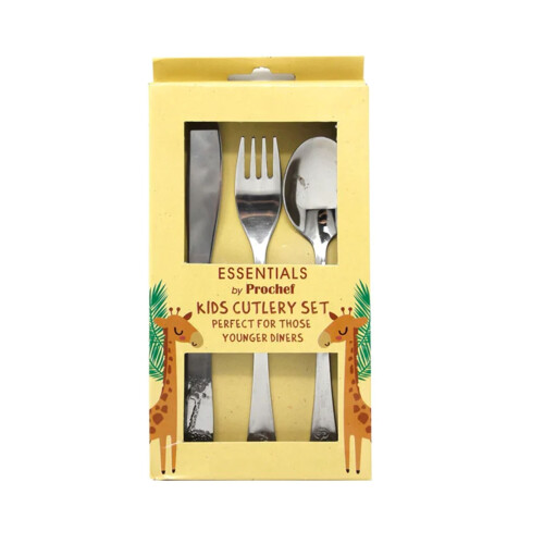 3-Piece Kids Cutlery Set for Young Diners with Animal-Embossed Handles - Safe, Small, Easy for Little Hands