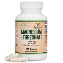 Double Wood Magtein Magnesium L-Threonate DWMLT 100 Capsules – Brain Health, Clinically Studied, High Bioavailability, Non-GMO, Gluten Free