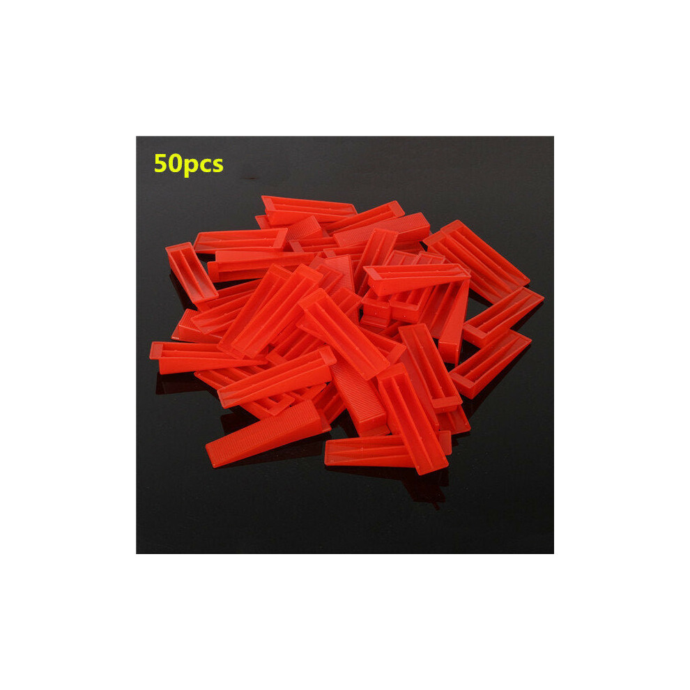 (Red Wedges) 50Pcs Ceramic Tile Tiling Accessibility Spacer Clips/Wedges Plastic