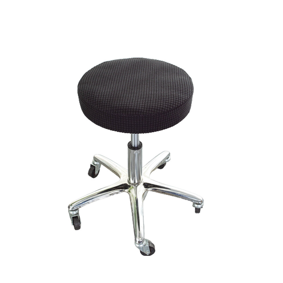 (Black) Stretch Elastic Bar Stool Cover Jacquard Spandex Anti-Dirty Round Chair Cover