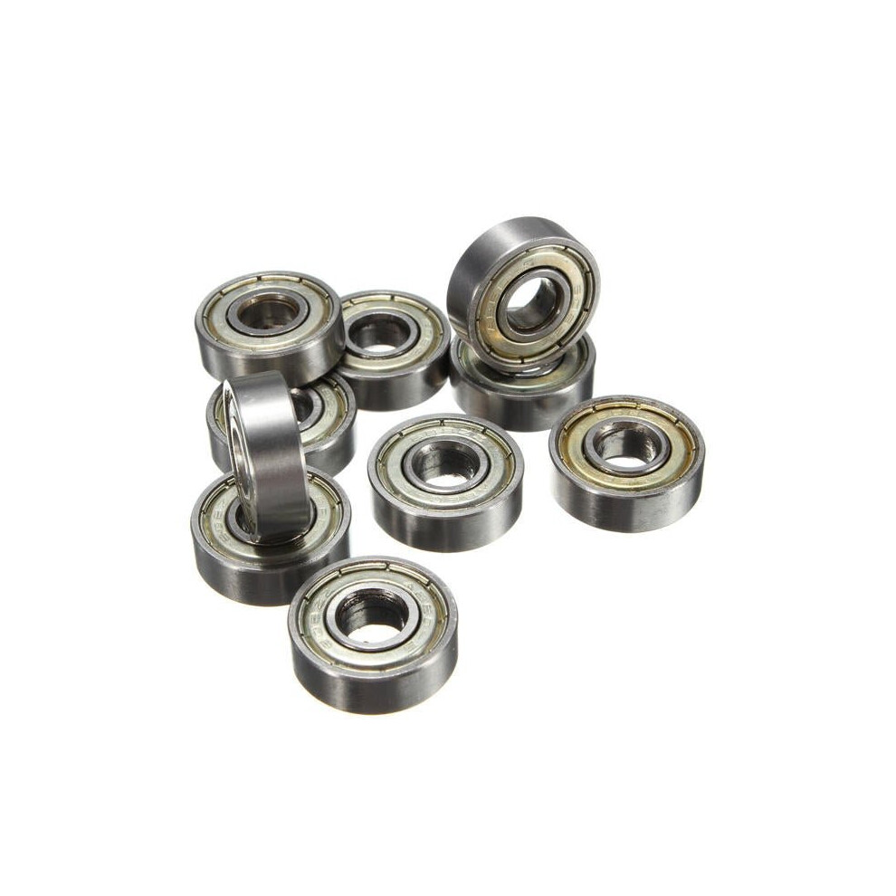 10Pcs Skateboard Groove Roller Blade Ball Bearings Wheels Silver