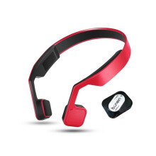 (Red) Bluetooth Wireless Bone Conduction Headsets Sound Amplifier TV Elder Headphone Built-in Battery