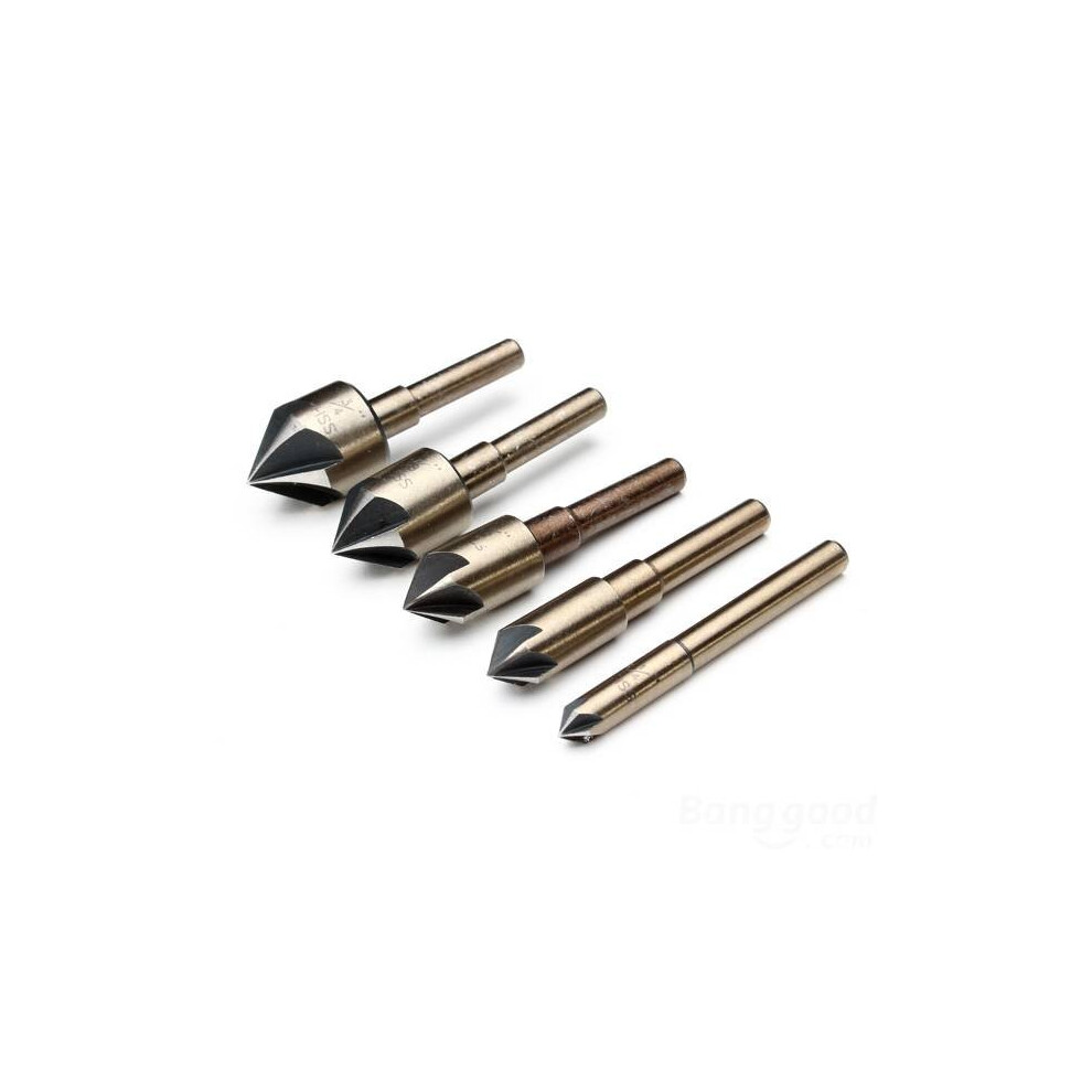 5pcs Imperial 5 Flutes 82 Degree Countersink Drill Chamfer Cutter Bit