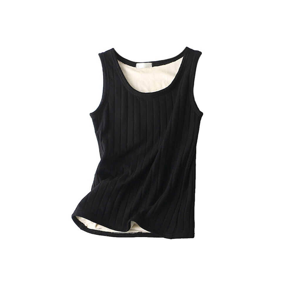 (Black, L) Thermal Women Sleeveless Tank Top Underwear Warm Knited Vest Slim