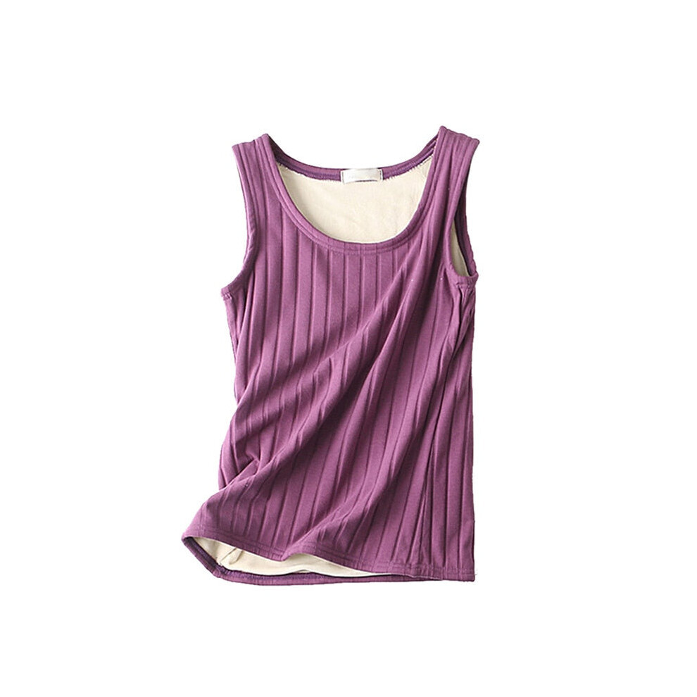 (Purple, XL) Thermal Women Sleeveless Tank Top Underwear Warm Knited Vest Slim