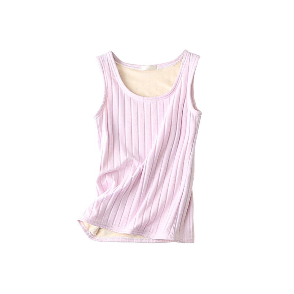 (Light Purple, M) Thermal Women Sleeveless Tank Top Underwear Warm Knited Vest Slim