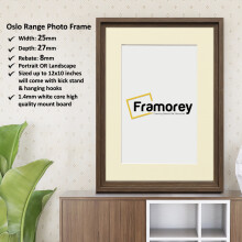 (18x16" Pic (22x20" Frame)) Oslo Style Picture Frames / Walnut Photo Frame / Best Photo Frame For Birthday Gifts / Wall Art Poster Frame With Ivory Mount