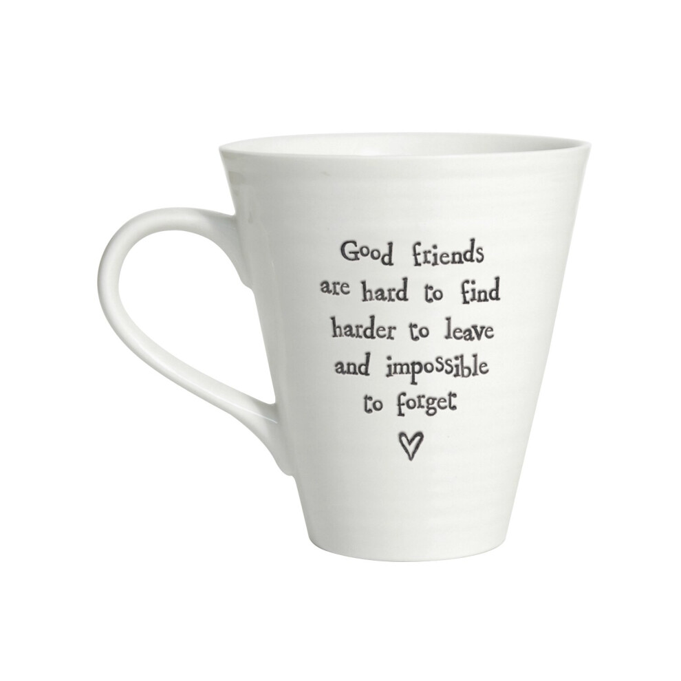 East Of India Good Friends Porcelain Mug In A Gift Box With Script Thoughtful Gift Idea Cream/Black