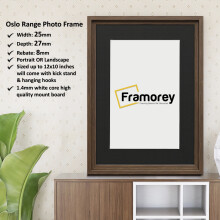 (A2 Pic (A1 Frame)) Oslo Style Picture Frames / Walnut Photo Frame / Best Photo Frame For Birthday Gifts / Wall Art Poster Frame With Black Mount