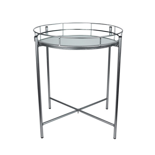 Spot On Dealz Silver Metal Side Coffee Tray End Table With Metal frame Removable Top 1