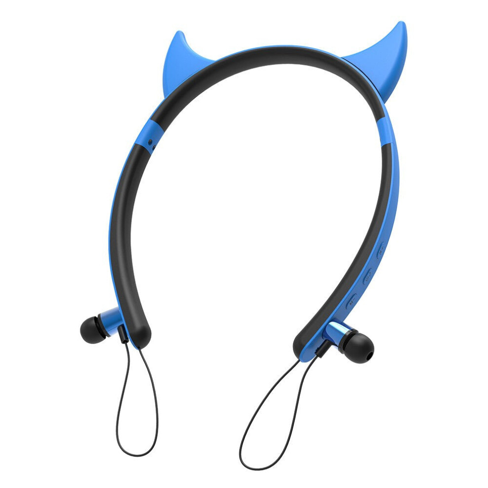 (Blue) Tooth Stereo Cute Shape Headphones Magnetic Sports Headset Sweatproof Detachable Blue 6112211975528