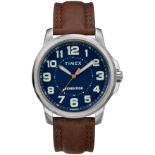 Timex TW4B160009J 40 mm Men Expedition Field Leather Strap Watch, Brown & Blue