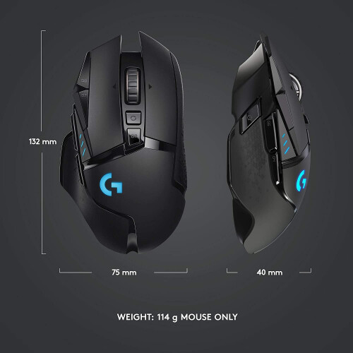 Logitech G502 LIGHTSPEED Wireless Gaming Mouse, HERO 25K Sensor, 25,600 DPI, RGB, Adjustable Weights,Programmable Buttons, Long Battery Life, - Black 1