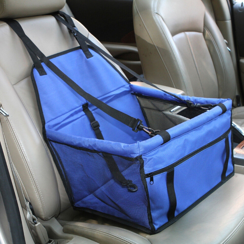 (Blue, L) Dog Car Seat Booster with Seat Belt