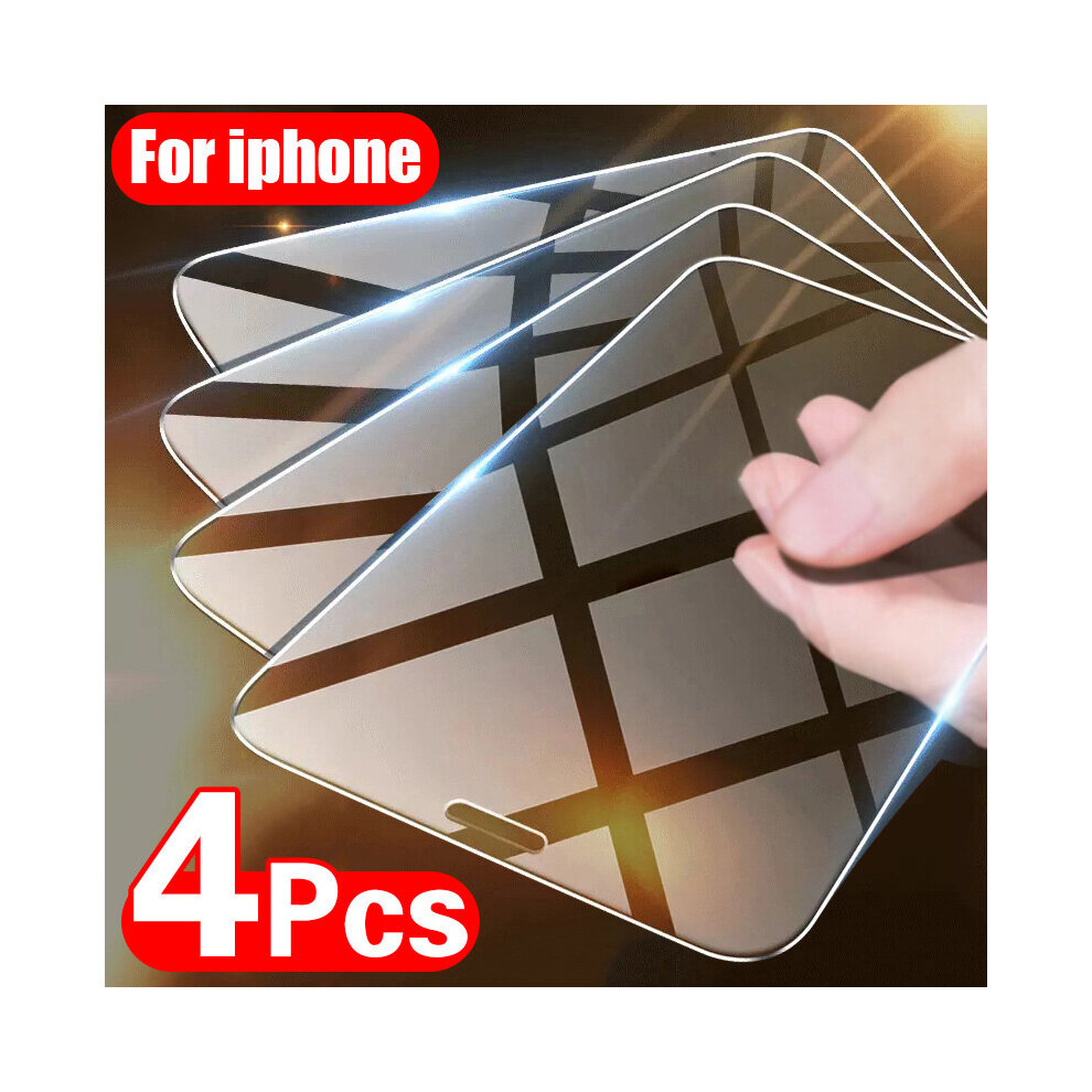 (For Iphone 12) 4Pcs Tempered Glass For Iphone 11 12 13 Pro Xr X Xs Max Screen Protector On 6192406000297